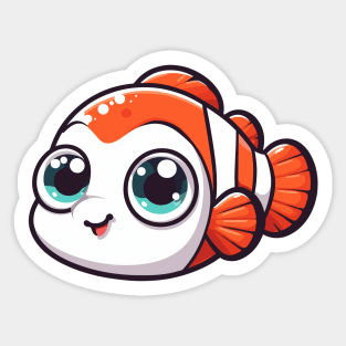 Cute Vectoral Clownfish Face Sticker